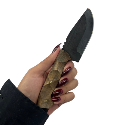 Kit 2 Facas Táticas Artesanais - Aço Carbono Full Tang - 11" e 4" - Cabo Madeira - Dorso 6mm