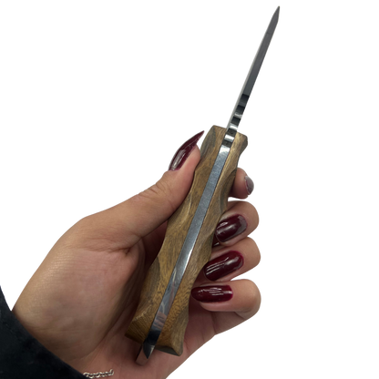 Kit 2 Facas Táticas Artesanais - Aço Carbono Full Tang - 11" e 4" - Cabo Madeira - Dorso 6mm