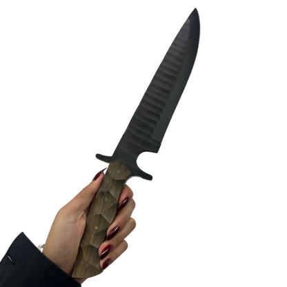 Kit 2 Facas Táticas Artesanais - Aço Carbono Full Tang - 11" e 4" - Cabo Madeira - Dorso 6mm