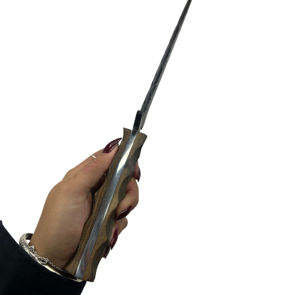 Kit 2 Facas Táticas Artesanais - Aço Carbono Full Tang - 11" e 4" - Cabo Madeira - Dorso 6mm