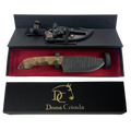 Faca Artesanal Tatica 6" - Aço Carbono - Cabo Madeira - Dorso 4mm - Kit Sobrevivência com Pederneira