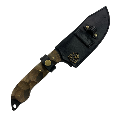 Faca Artesanal Tatica 6" - Aço Carbono - Cabo Madeira - Dorso 4mm - Kit Sobrevivência com Pederneira