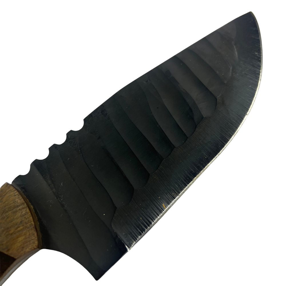 Faca Artesanal Tatica 6" - Aço Carbono - Cabo Madeira - Dorso 4mm - Kit Sobrevivência com Pederneira