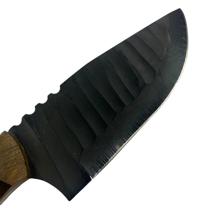 Faca Artesanal Tatica 6" - Aço Carbono - Cabo Madeira - Dorso 4mm - Kit Sobrevivência com Pederneira