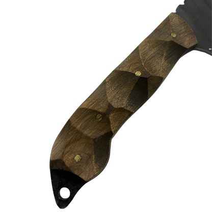 Faca Artesanal Tatica 6" - Aço Carbono - Cabo Madeira - Dorso 4mm - Kit Sobrevivência com Pederneira