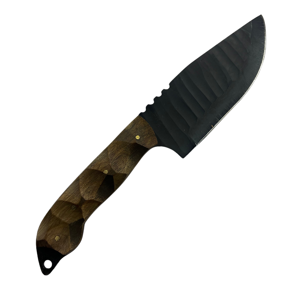 Faca Artesanal Tatica 6" - Aço Carbono - Cabo Madeira - Dorso 4mm - Kit Sobrevivência com Pederneira