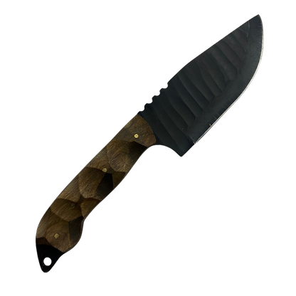 Faca Artesanal Tatica 6" - Aço Carbono - Cabo Madeira - Dorso 4mm - Kit Sobrevivência com Pederneira