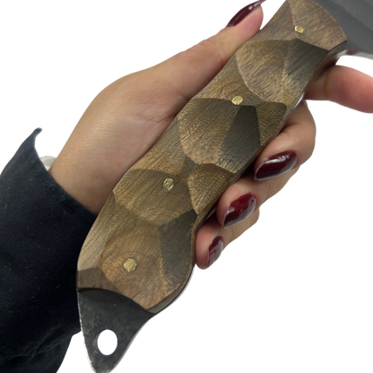 Faca Artesanal Tatica 6" - Aço Carbono - Cabo Madeira - Dorso 4mm - Kit Sobrevivência com Pederneira