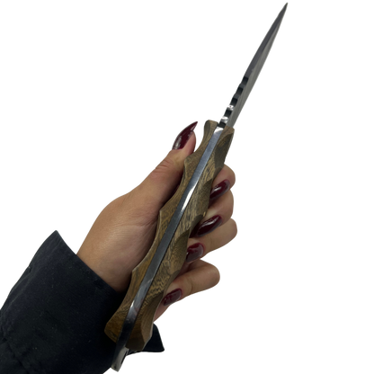 Faca Artesanal Tatica 6" - Aço Carbono - Cabo Madeira - Dorso 4mm - Kit Sobrevivência com Pederneira