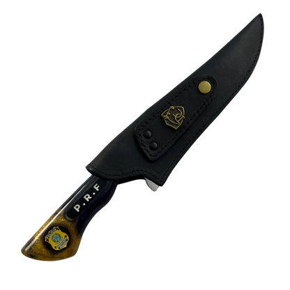 Faca Artesanal PRF - Polícia Rodoviária Federal - Cabo Resina - 33cm Total - Bainha Couro