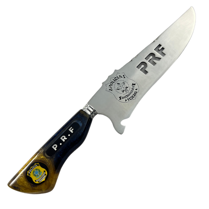 Faca Artesanal PRF - Polícia Rodoviária Federal - Cabo Resina - 33cm Total - Bainha Couro