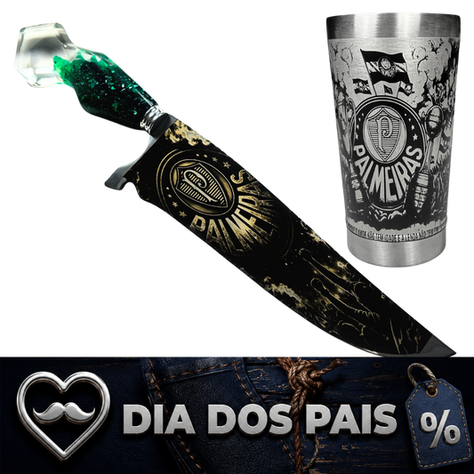 Kit Palmeiras - Faca 10" + Copo Térmico - Gravação a Laser 360°