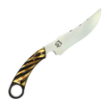 Faca Artesanal 8" Full Tang - Lâmina 3mm - Cabo Chifre de Cervo Trabalhado - Detalhes Maçarico - Guarda Circular Aço
