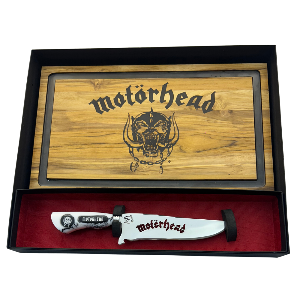 Kit Churrasco Motörhead - Faca 8" + Tábua Personalizada | Doma Crioula Cutelaria Artesanal