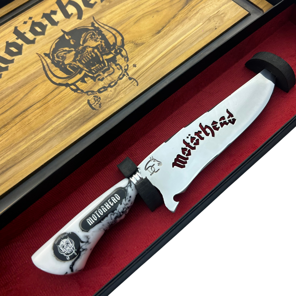 Kit Churrasco Motörhead - Faca 8" + Tábua Personalizada | Doma Crioula Cutelaria Artesanal