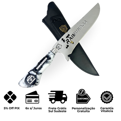 Faca Raimundos 8 Polegadas | Lâmina Vazada Forró Core | Cabo Resina