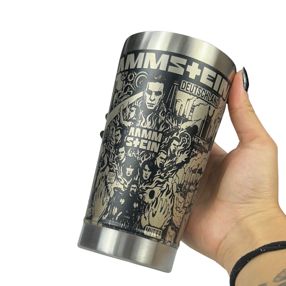 Kit Rammstein - Faca 8" + Copo Térmico - Gravação a Laser 360°