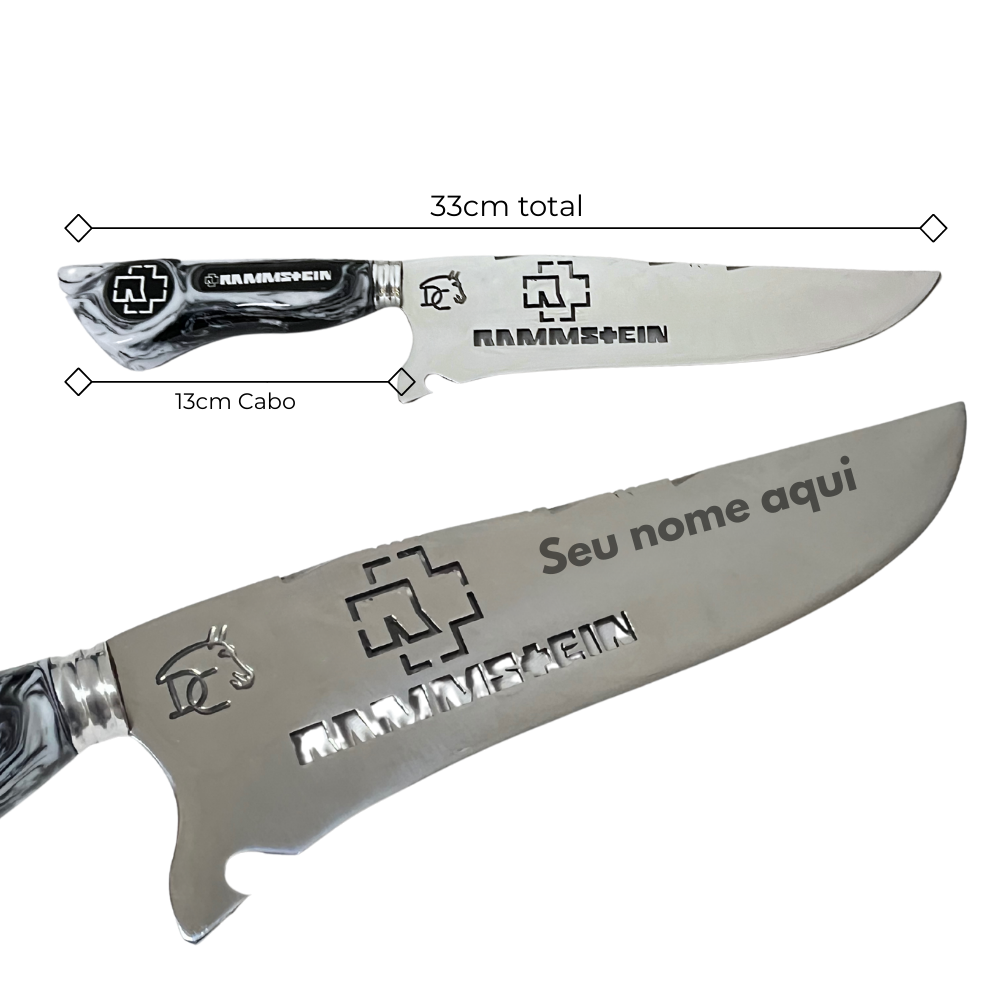 Kit Rammstein - Faca 8" + Copo Térmico - Gravação a Laser 360°