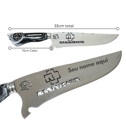 Kit Rammstein - Faca 8" + Copo Térmico - Gravação a Laser 360°