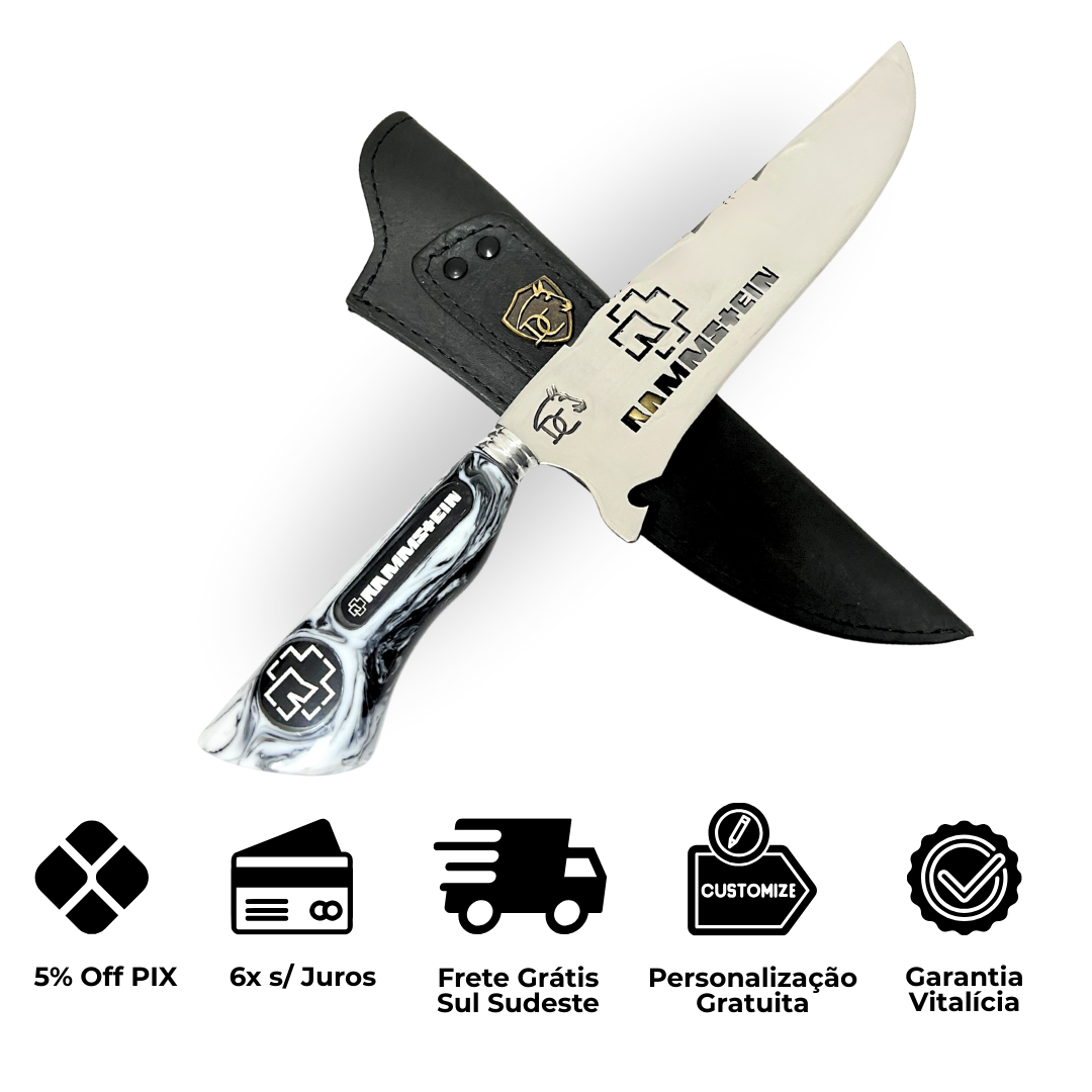 Kit Rammstein - Faca 8" + Copo Térmico - Gravação a Laser 360°