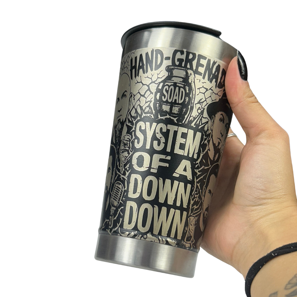 Kit System of a Down - Faca 8" + Copo Térmico - Gravação a Laser 360°