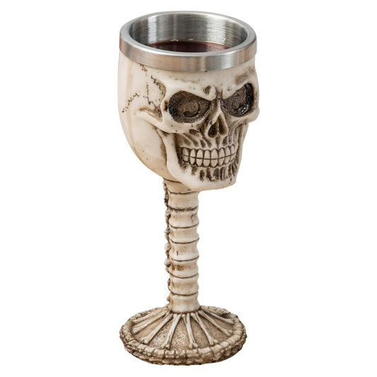 Taça Caveira com Cálice de Aço Inoxidável - 19cm - Design Gótico Medieval