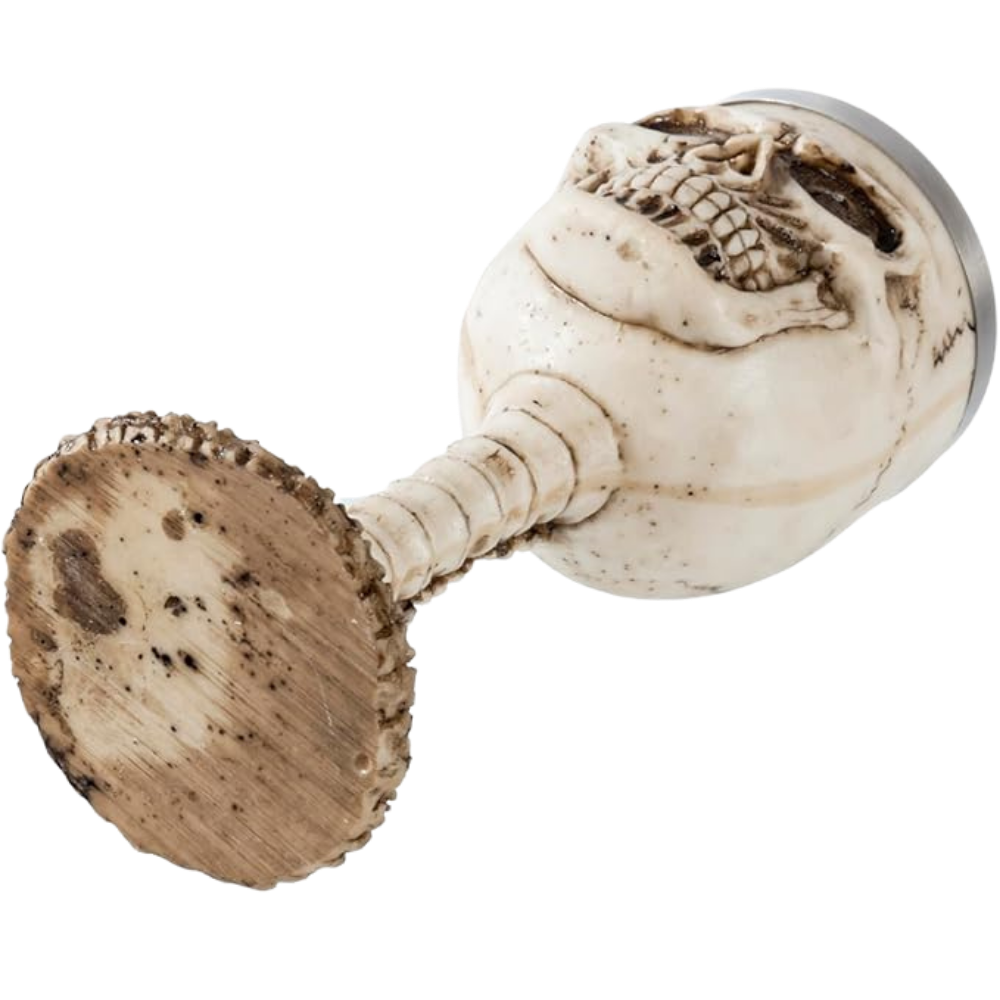 Kit AC/DC Premium - Faca 8", Garfo, Chaira e Taça Caveira em Resina - Edição Especial