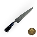 Faca Artesanal Damasco 39cm - Cabo Resina Azul - Peça Exclusiva