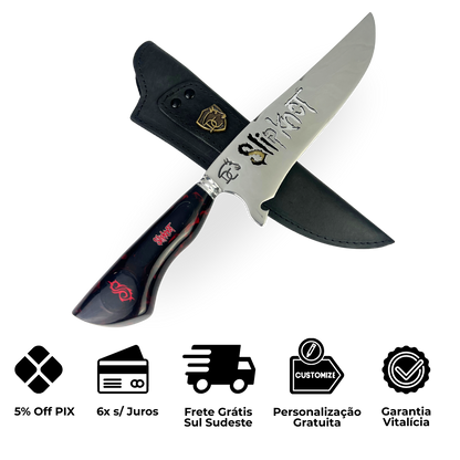 Faca Slipknot 8 Polegadas | Lâmina Vazada Temática | Cabo Resina