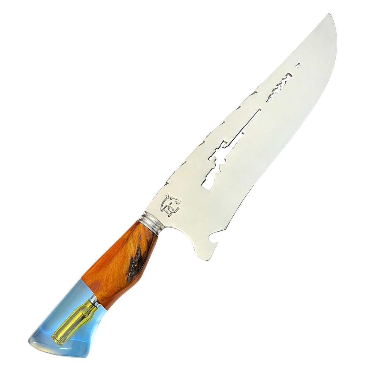 Faca Sniper 10" resina azul – fundo preto