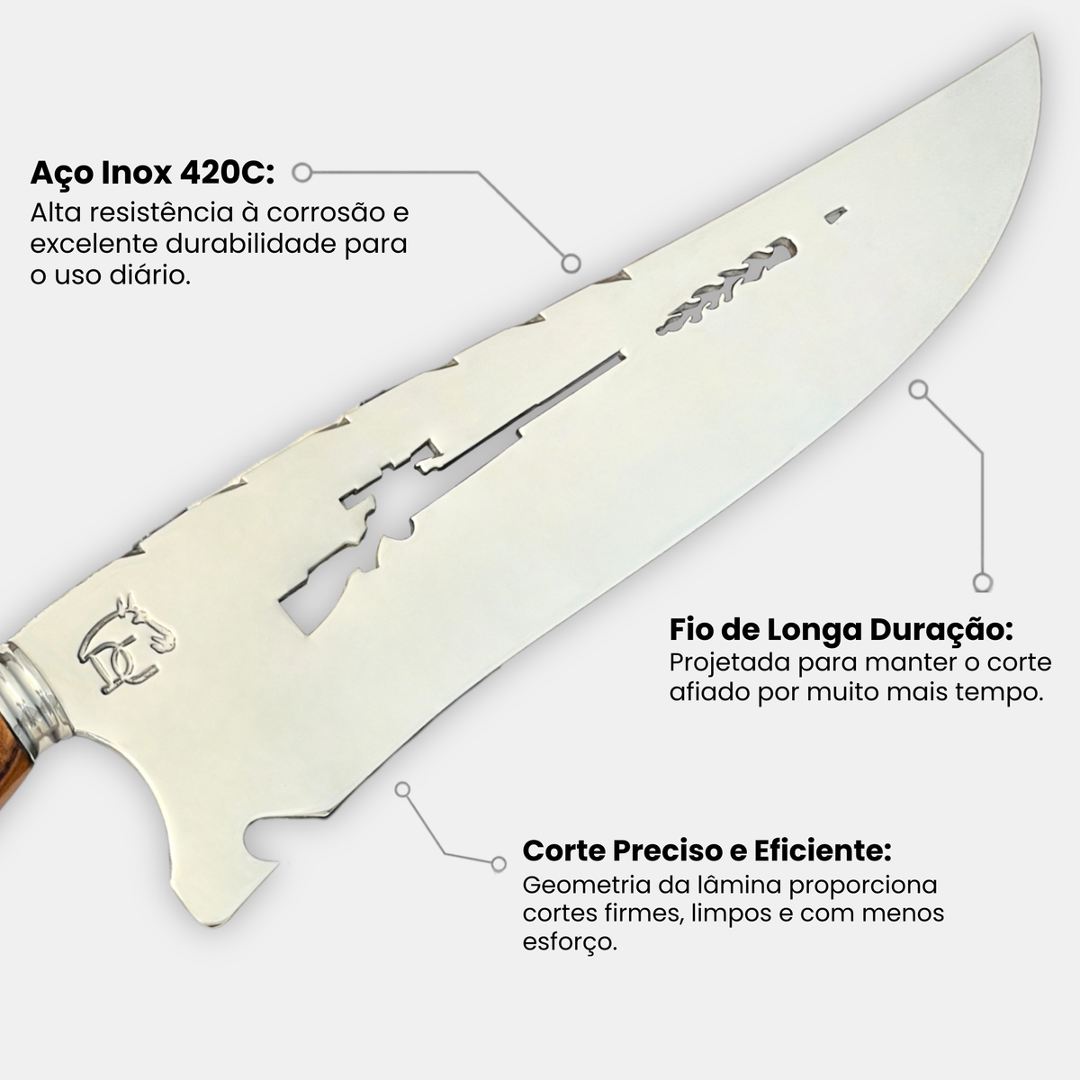 Faca Sniper 10" resina azul – lâmina em aço inox 420C