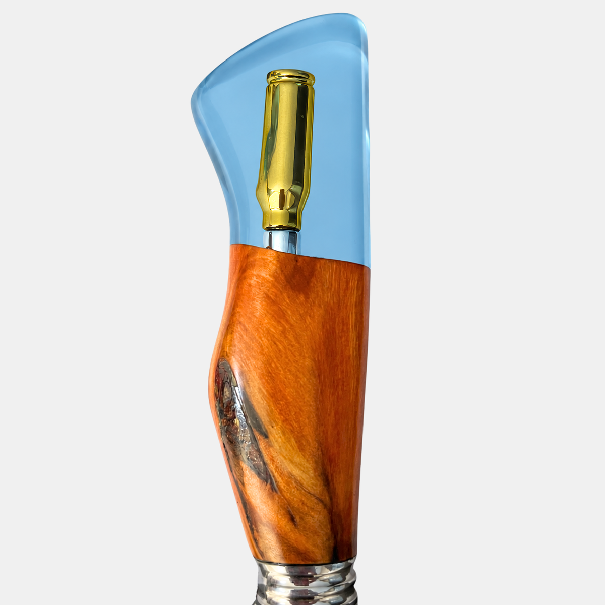 Faca Sniper 10" resina azul – detalhe do cabo