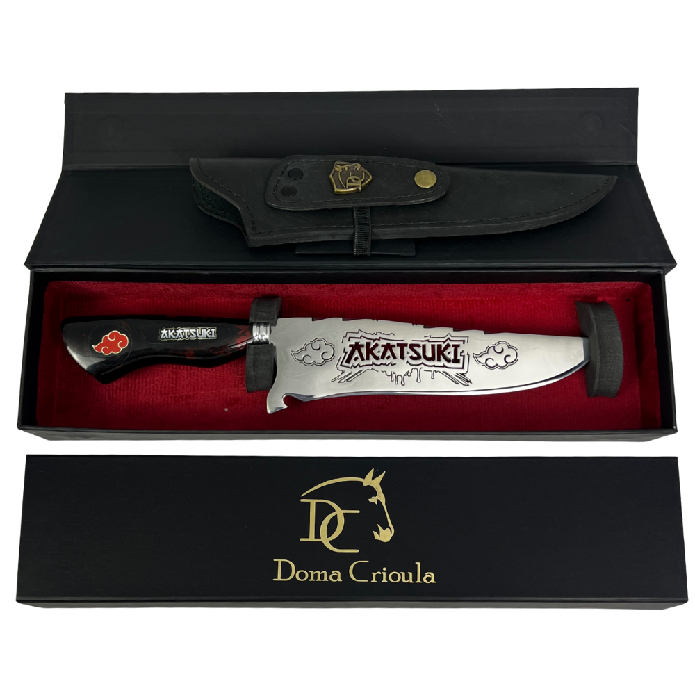 Faca Akatsuki 8" - Cabo Resina Personalizado - Naruto - Nuvem Vermelha - Edição Especial