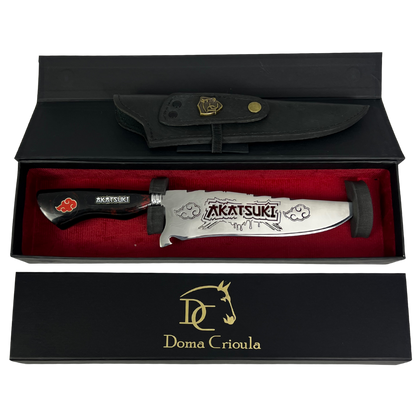 Faca Akatsuki 8" - Cabo Resina Personalizado - Naruto - Nuvem Vermelha - Edição Especial