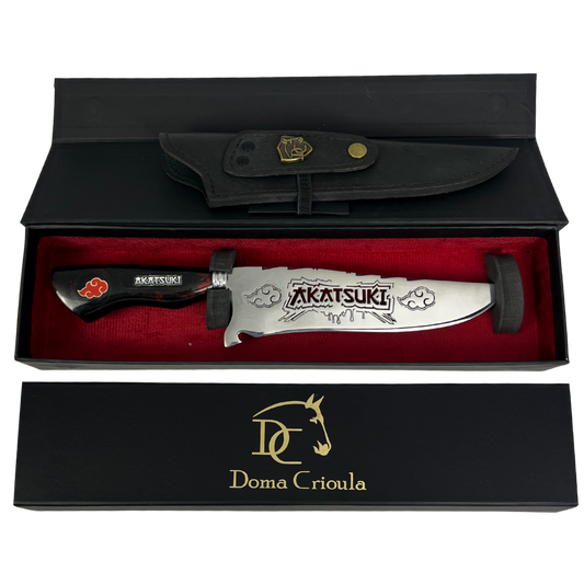 Faca Akatsuki 8" - Cabo Resina Personalizado - Naruto - Nuvem Vermelha - Edição Especial