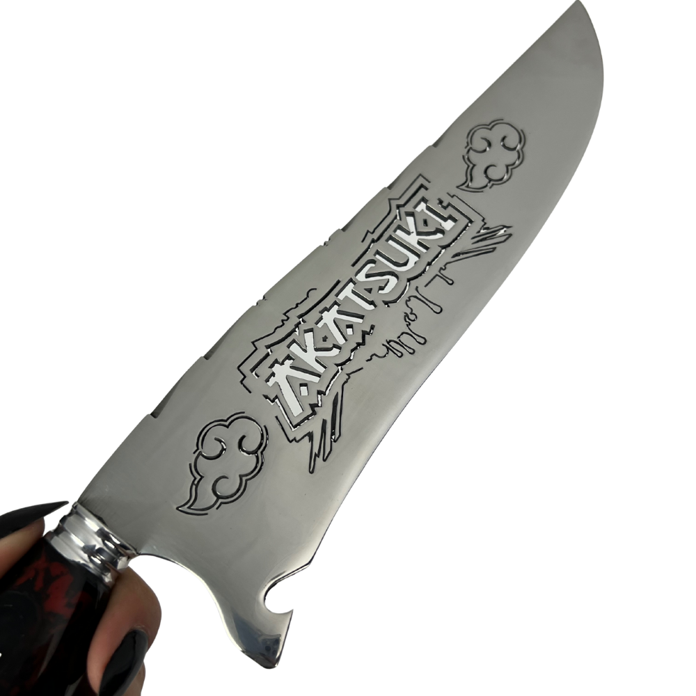 Faca Akatsuki 8" - Cabo Resina Personalizado - Naruto - Nuvem Vermelha - Edição Especial