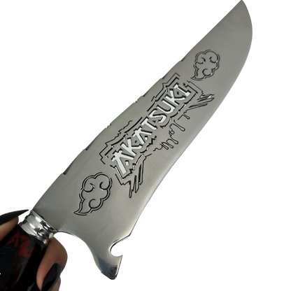 Faca Akatsuki 8" - Cabo Resina Personalizado - Naruto - Nuvem Vermelha - Edição Especial