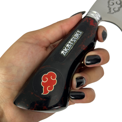Faca Akatsuki 8" - Cabo Resina Personalizado - Naruto - Nuvem Vermelha - Edição Especial